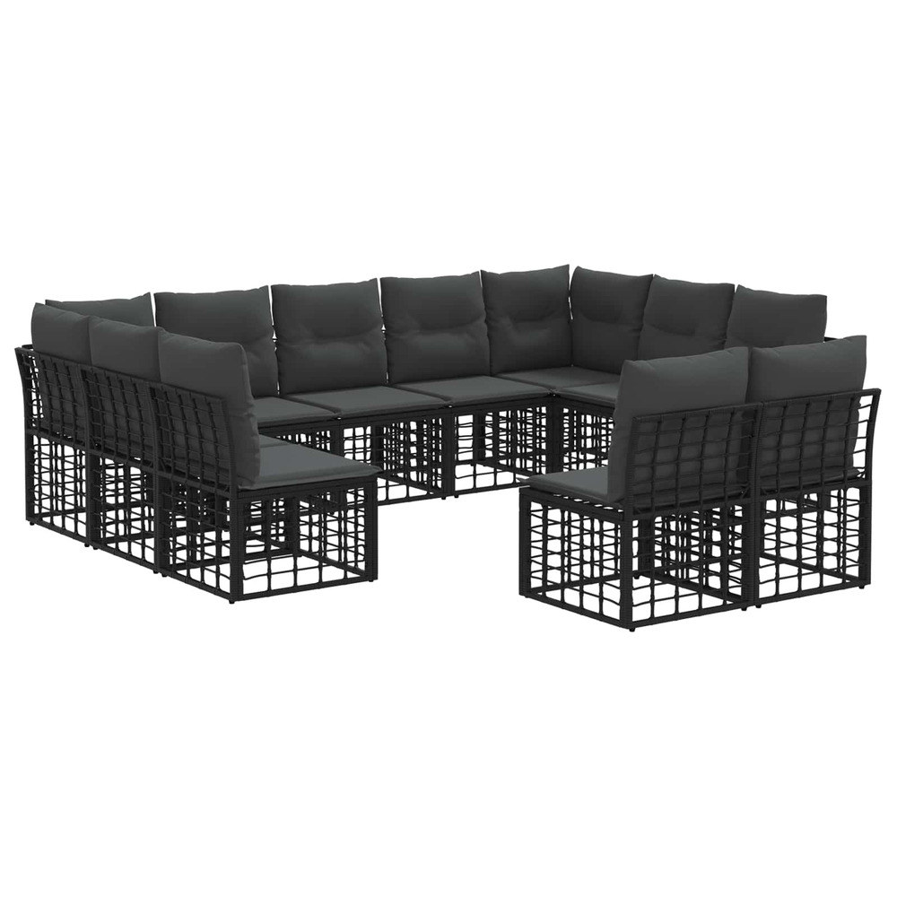 Ensemble de canapés d'extérieur noir et gris foncé polyester