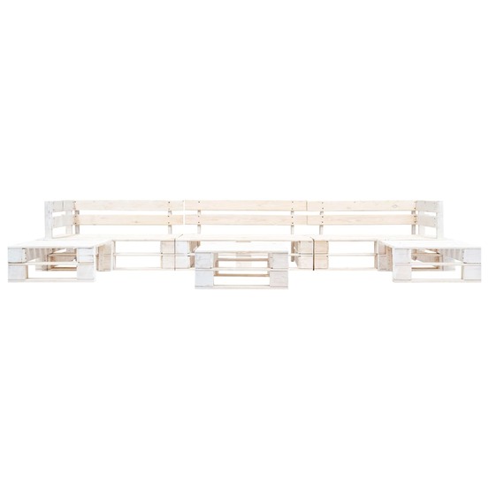 Salon de jardin palette 6 pcs bois blanc