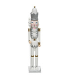 Déco de noël grande figurine casse noisette en bois blanc et argent  h 60 cm