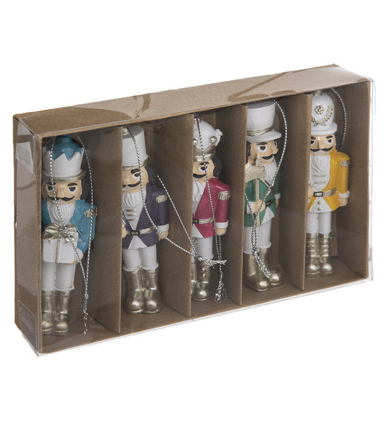 Sujet de noël lot de 5 casse-noisette multicolore en résine