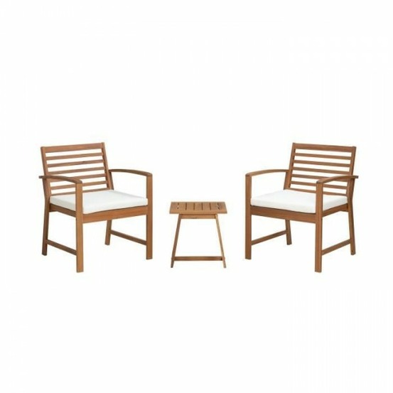 Salon de jardin en bois d'acacia fsc avec coussins - 2 personnes - cali - ecru