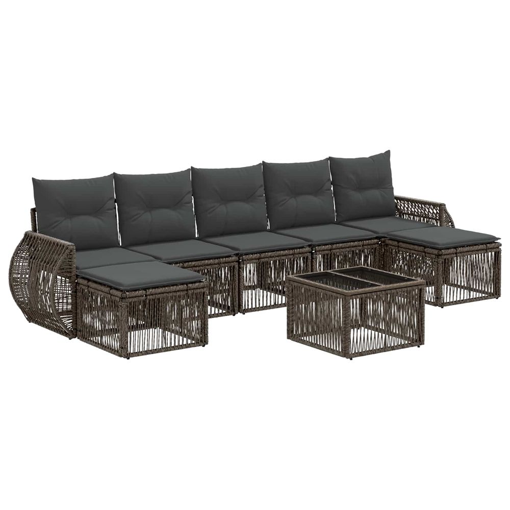 Ensemble de canapé de jardin 8 pc gris et gris foncé polyrotin