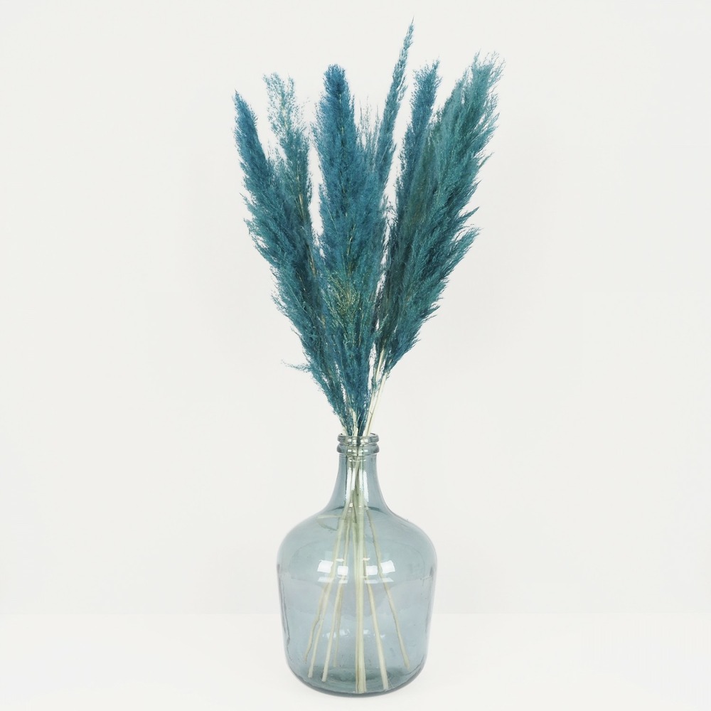 9 tiges fleurs séchées naturelles plumeaux herbes pampa, 110cm bleu |  Truffaut