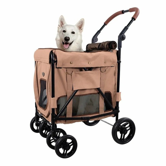 Poussette double entrée gentle giant pour chiens jusqu'à 25 kg - pêche