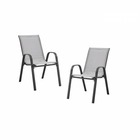 Lot de 2 fauteuils de jardin - acier et textile - hauteur du siege : 41 cm - couleur gris