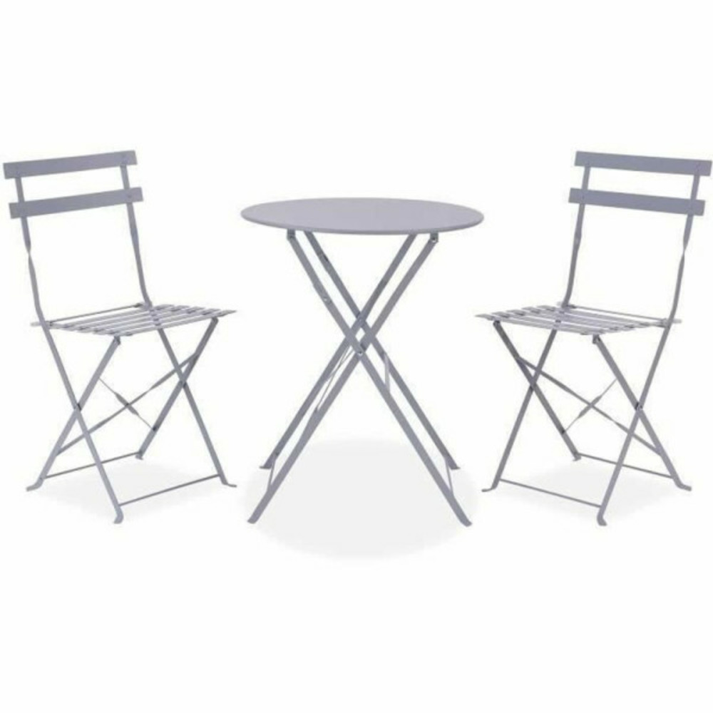Ensemble table + 2 chaises gris