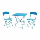 Set bistrot 2 personnes - table 70x70 cm + 2 chaises - acier  thermolaqué - bleu - hieno