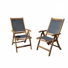 Lot de 2 fauteuils de jardin pliants en bois d'acacia fsc et textilene - gris