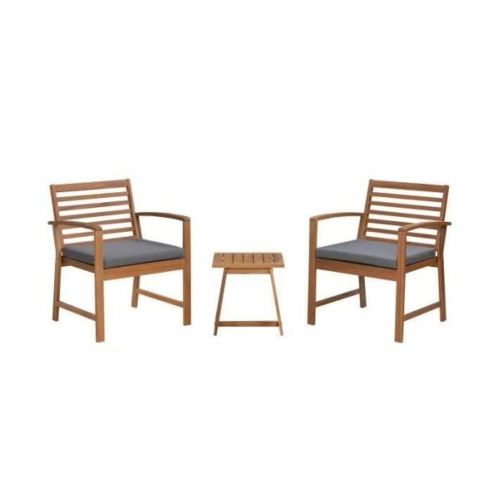 Salon de jardin en bois d'acacia fsc avec coussins - 2 personnes - cali - gris