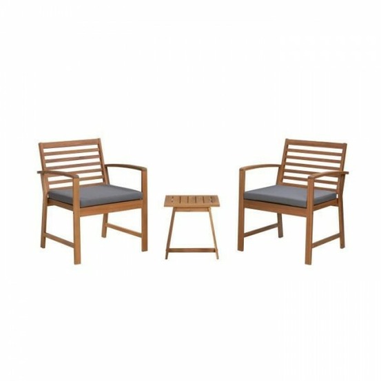 Salon de jardin en bois d'acacia fsc avec coussins - 2 personnes - cali - gris