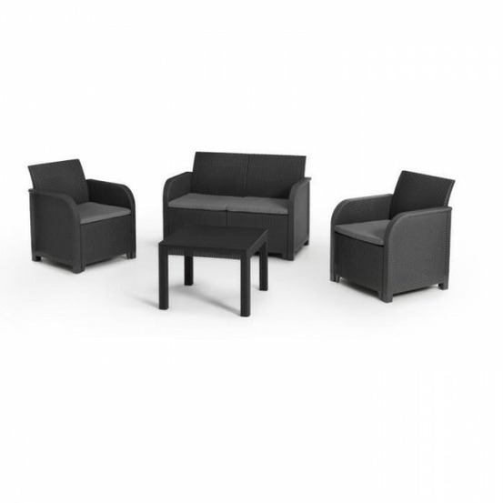 Salon de jardin en résine – allibert by keter - 4 personnes – san remo – gris graphite