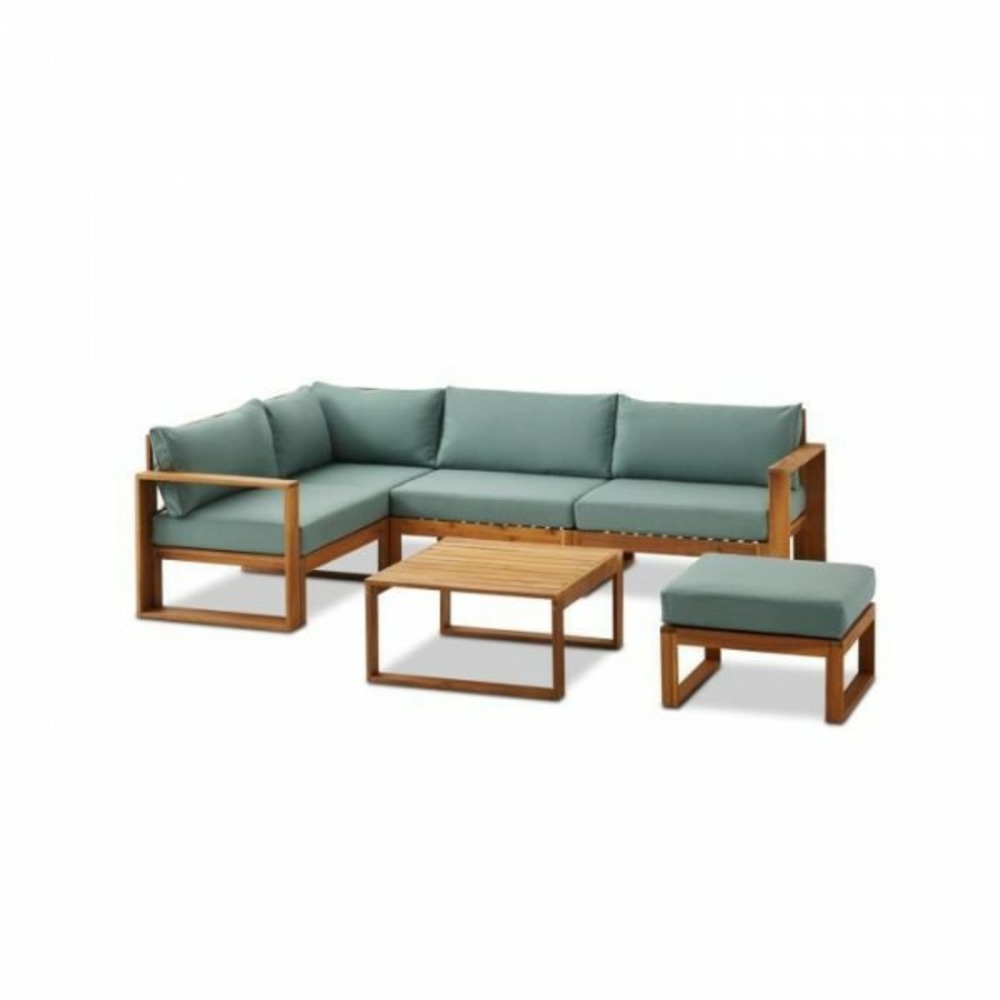 Salon de jardin en bois d'acacia fsc - 6 personnes - levata - vert d'eau