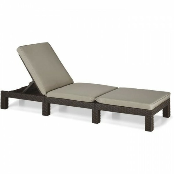 Transat allibert by keter - daytona - bain de soleil - résine imitation rotin tressé - marron - dossier réglable