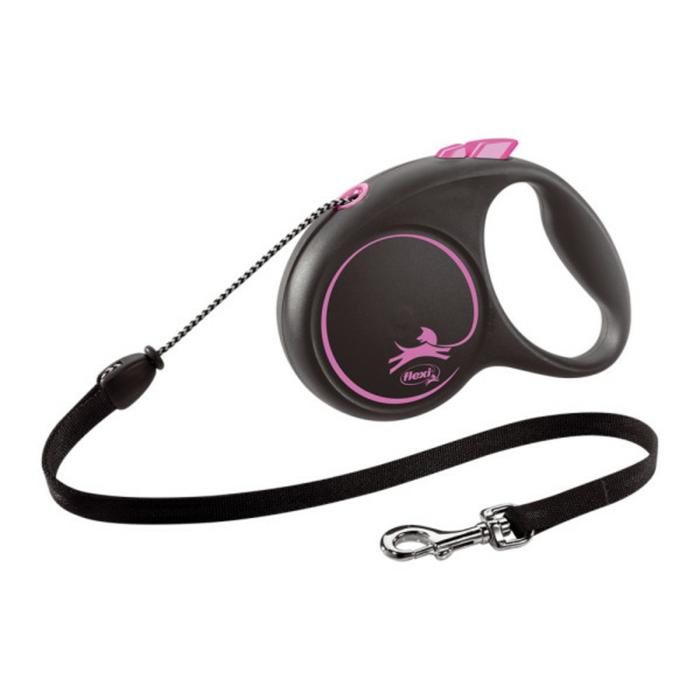 Laisse pour chien black design 5 m rose taille s