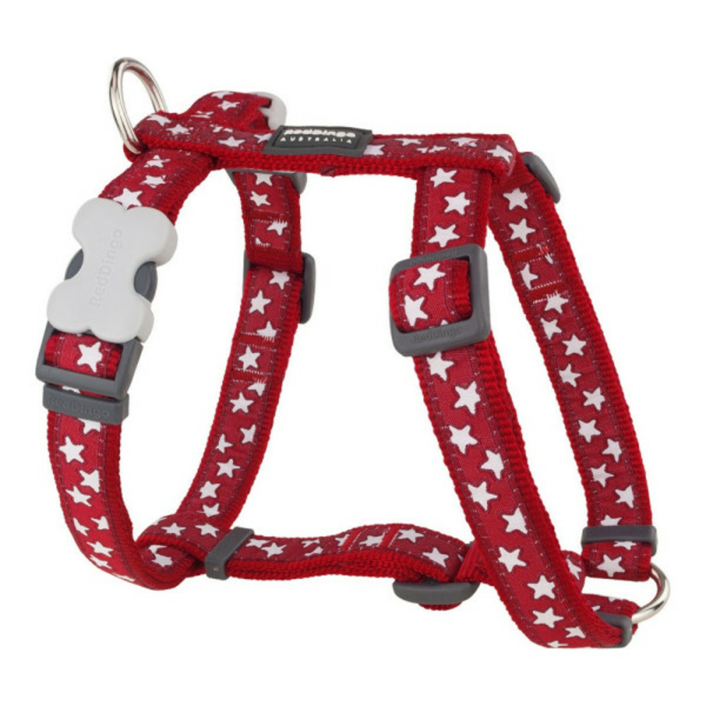 Harnais pour chien rouge étoile blanc 37-61 cm