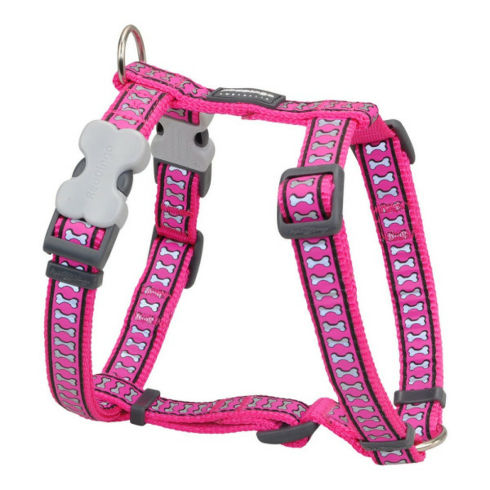 Harnais pour chien os réfléchissant 46-76 cm fuchsia