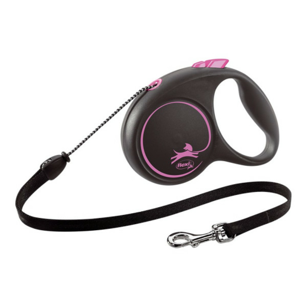 Laisse pour chien black design 5 m rose taille m
