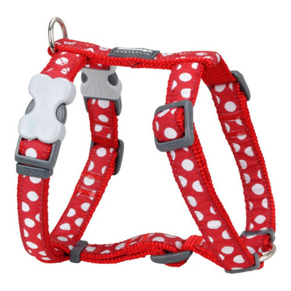 Harnais pour chien style rouge blanc pois 25-39 cm
