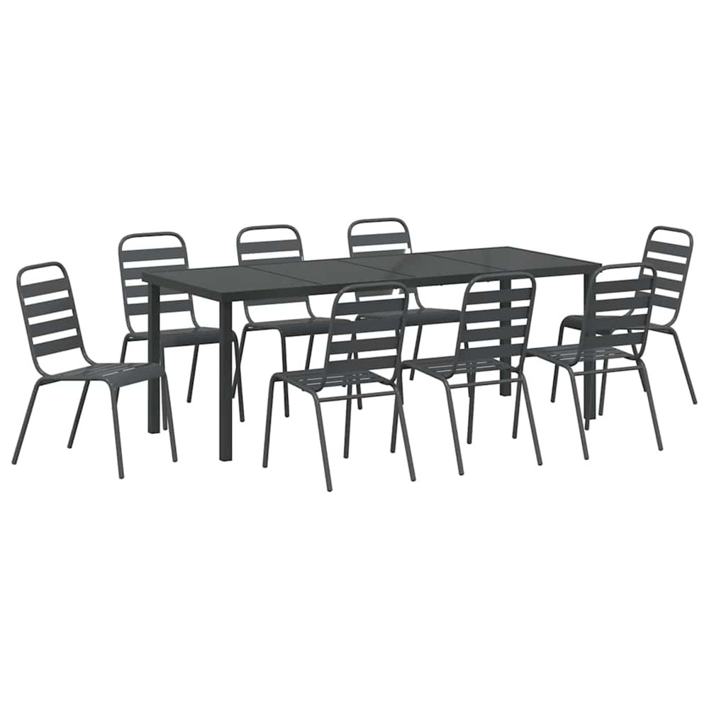 Ensemble de salle à manger pour jardin 9 pcs anthracite