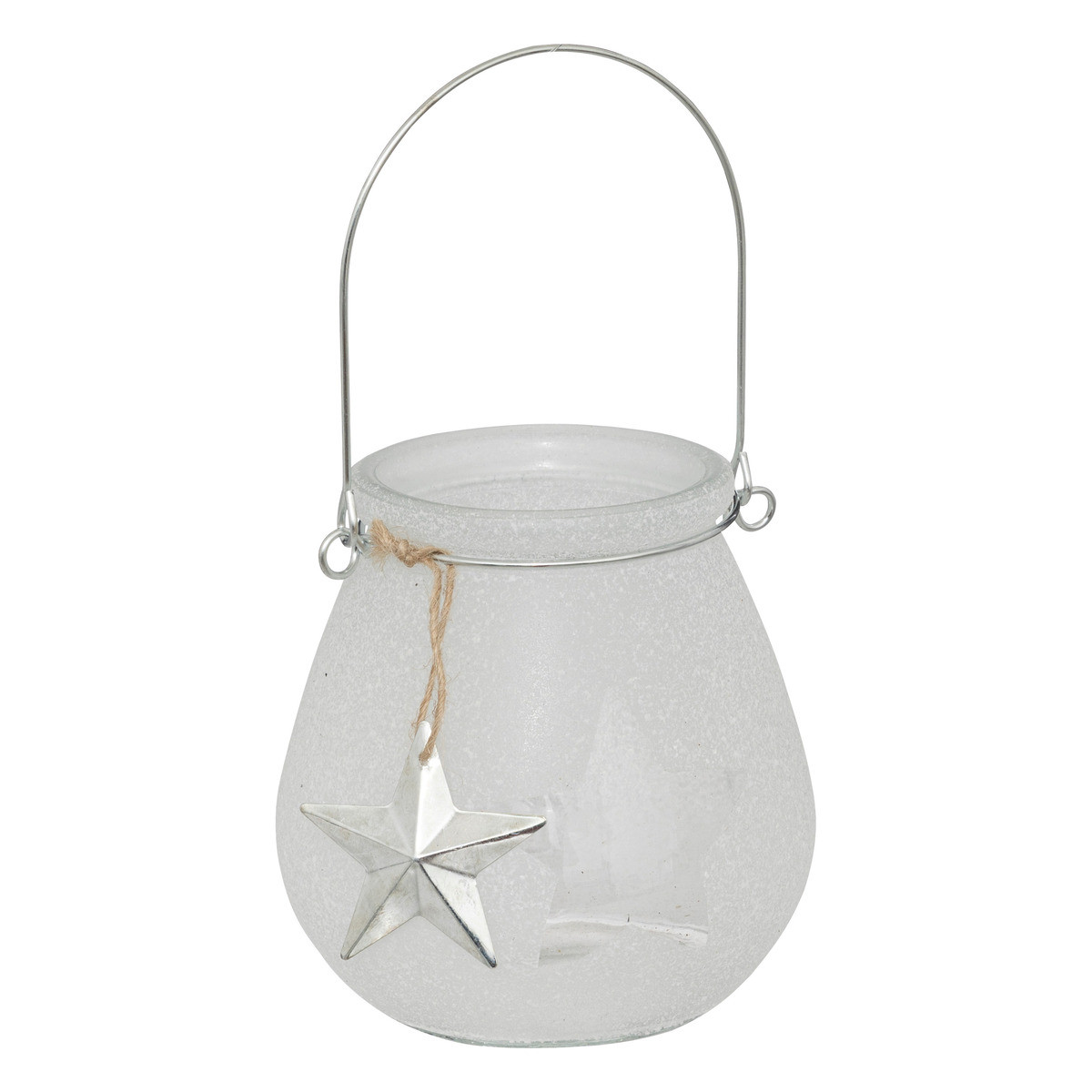 Bougeoir photophore lanterne en verre effet enneigé