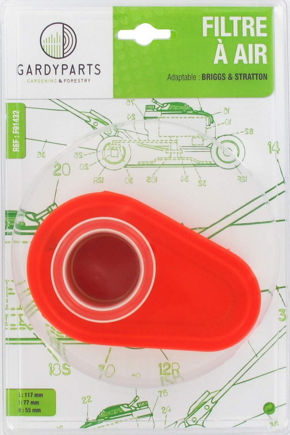 Filtre à air adaptable b&s pour dov. Remplace origine: 790388, 792038