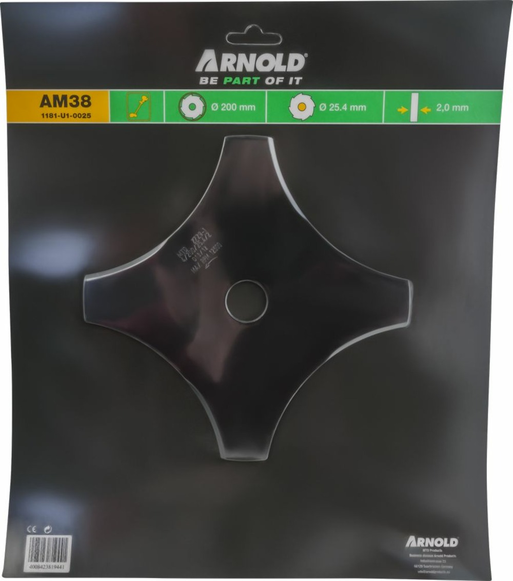 Lame de débroussailleuse 20 cm, 4 dents - alésage 25,4 cm