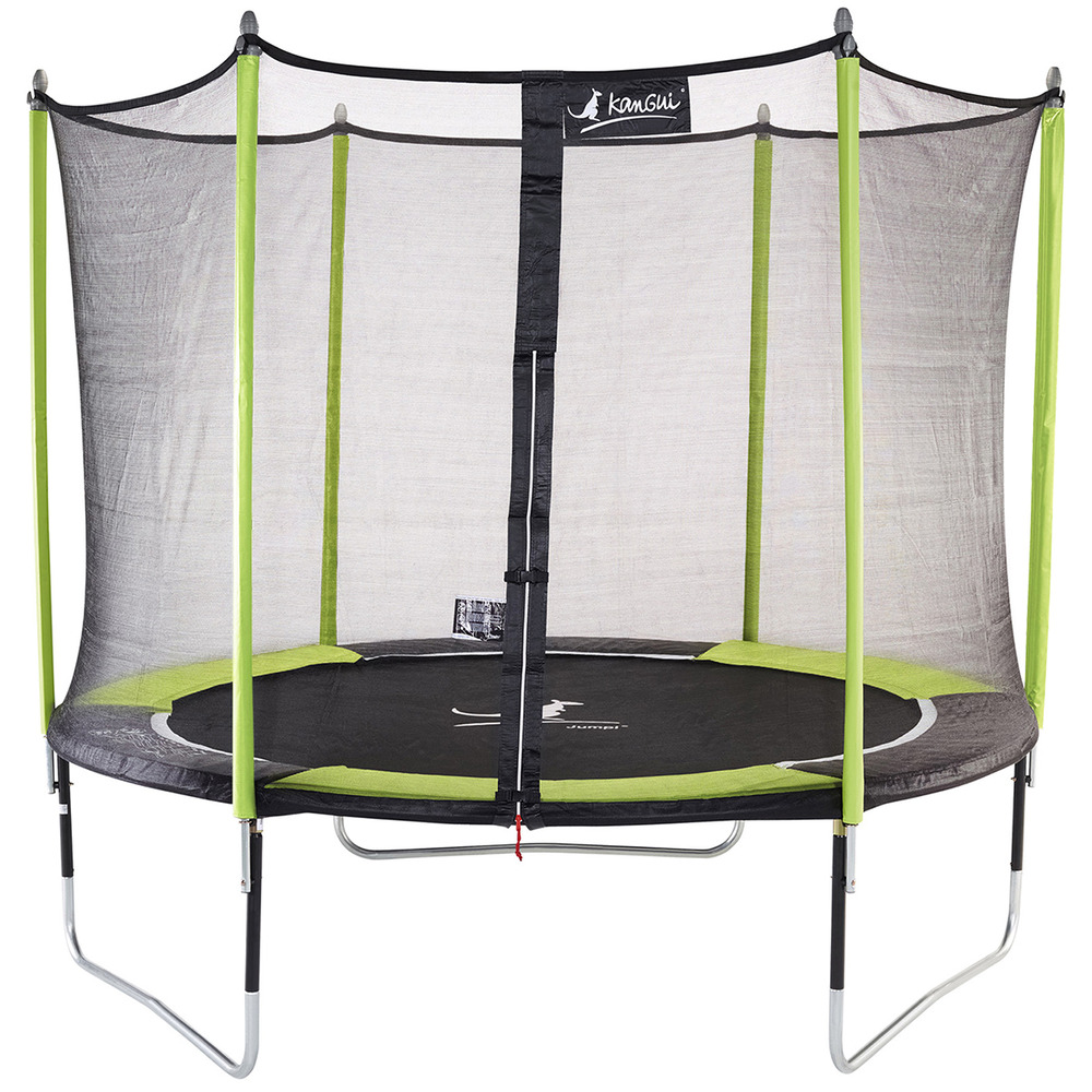 Kangui - trampoline de jardin 305 cm + filet de sécurité jumpi vert/noir 300