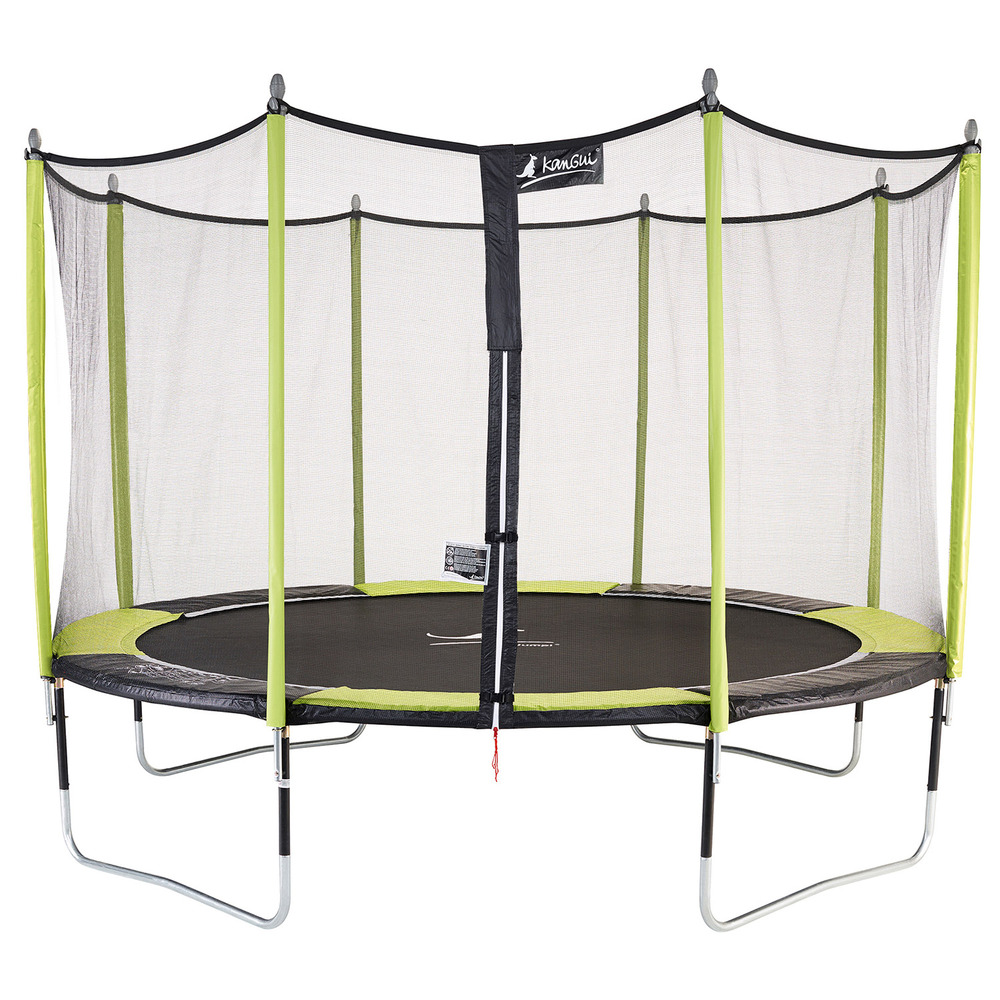Kangui - trampoline de jardin 365 cm + filet de sécurité jumpi vert/noir 360