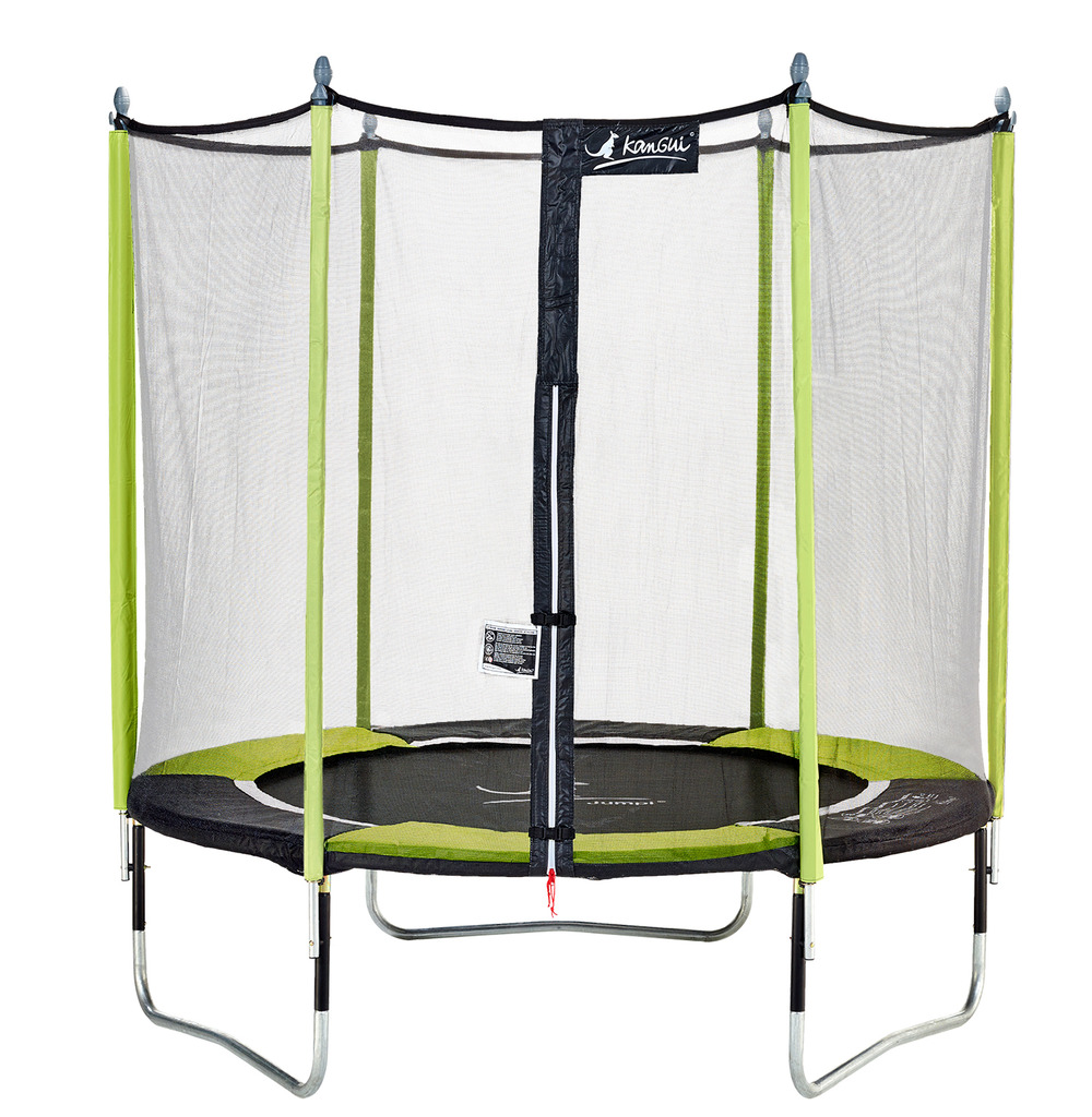 Kangui - trampoline de jardin 244 cm + filet de sécurité jumpi vert/noir 250