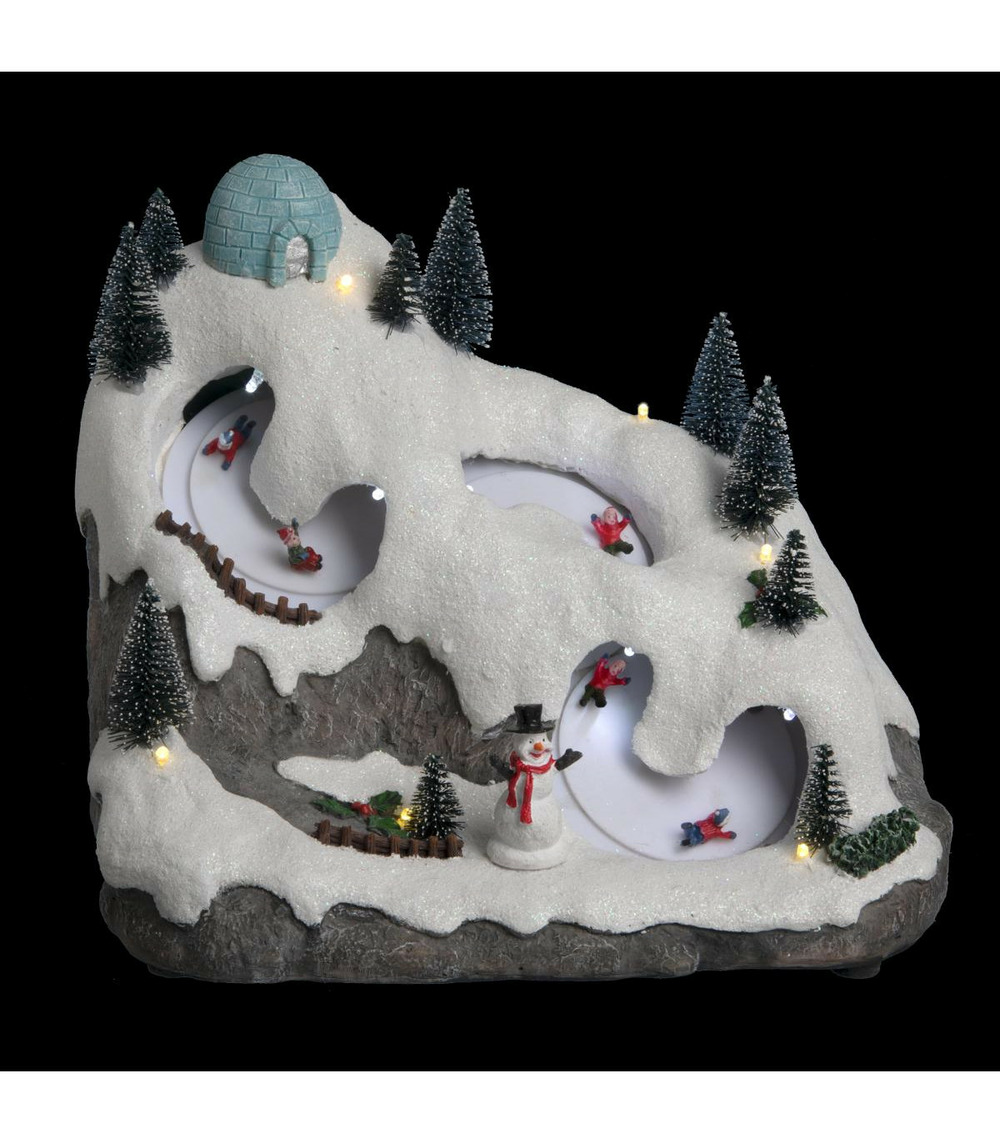Village de noël lumineux et musical piste de luge animée