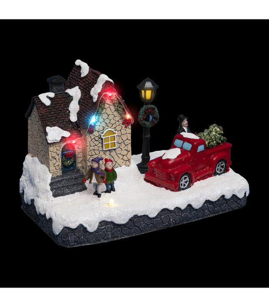 Village de noël lumineux maison et livraison du sapin