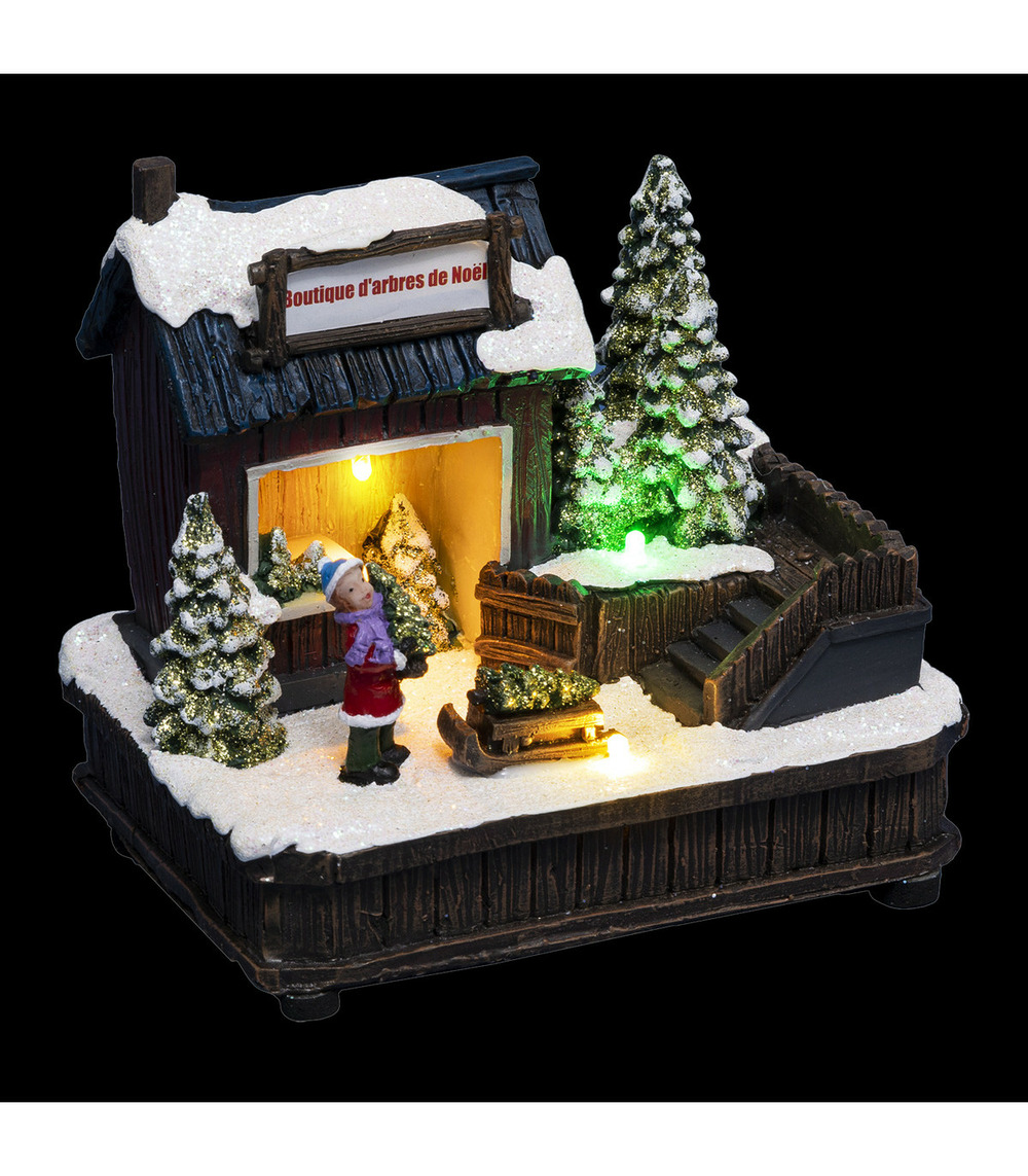 Village de noël lumineux boutique de sapins