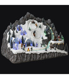 Village de noël lumineux, animé et musical village d'eskimo avec sa fontaine