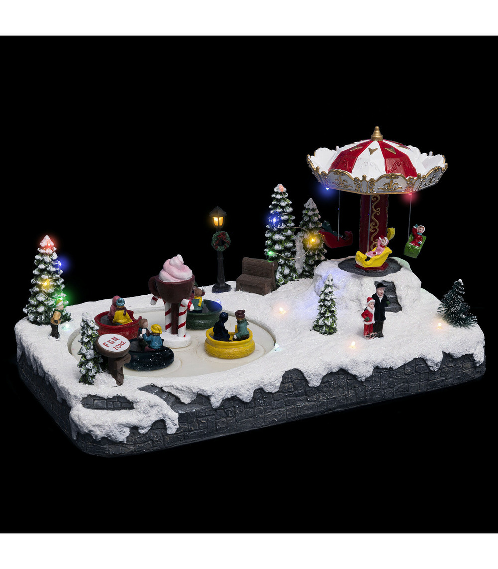 Village de noël lumineux, animé et musical parc d'attraction