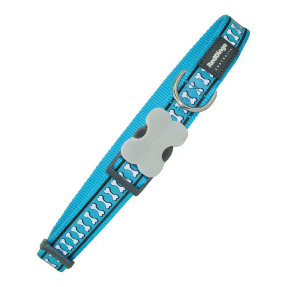 Collier pour chien os réfléchissant turquoise (NULL,5 x 24-36 cm)