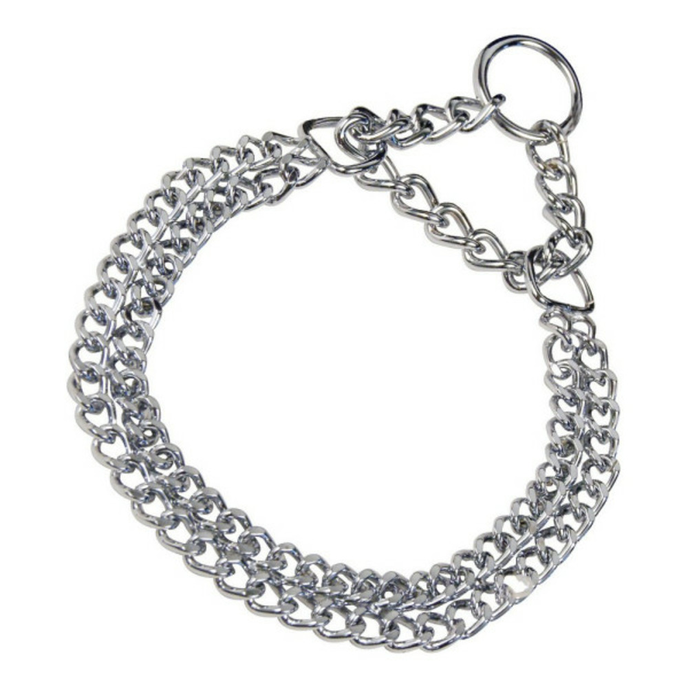 Collier pour chien argenté 2 mm double maillons (50 cm)