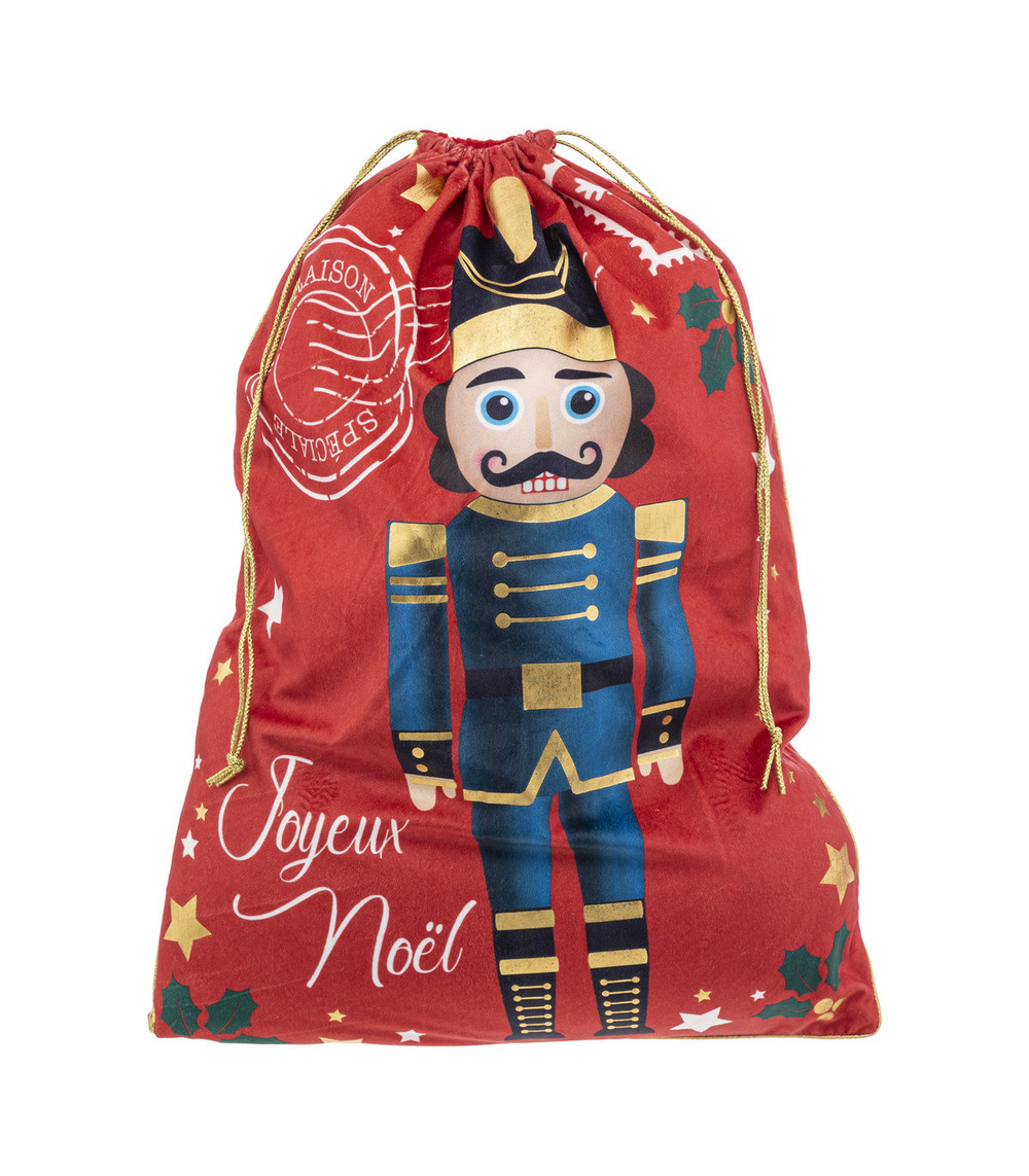 Grande hotte en velours rouge imprimée casse-noisette 50 x 70 cm