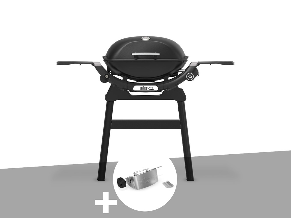 Barbecue à gaz q 2200n noir avec pied + rôtissoire