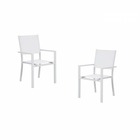 Lot de 2 fauteuils de jardin en aluminium et textilene - 56x59x89cm - gris