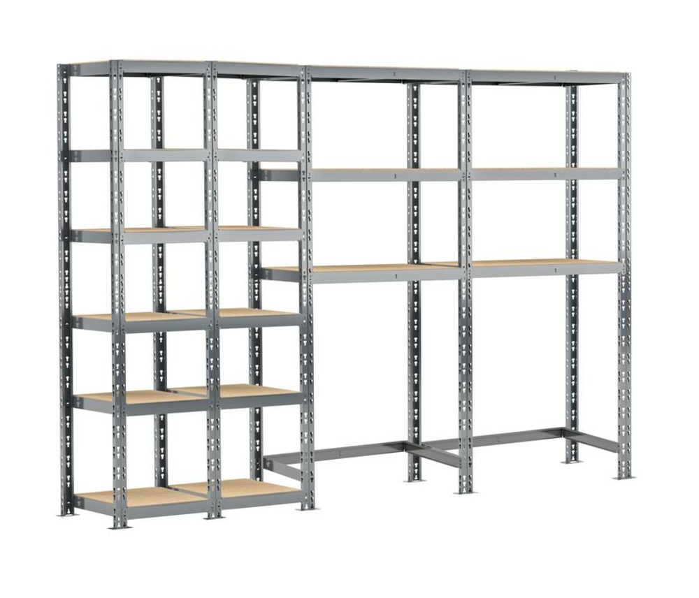 Concept rangement de garage - longueur 240 cm - 18 plateaux