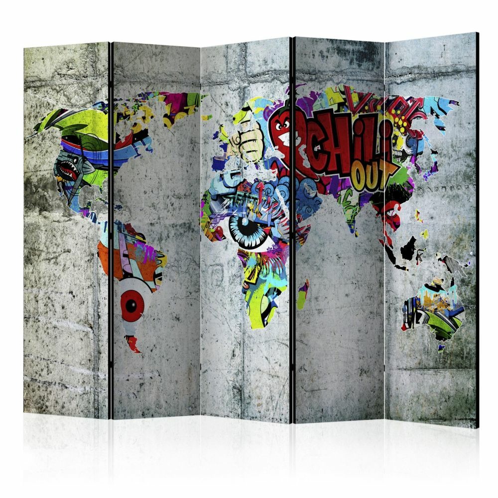 Paravent 5 volets - graffiti world [room dividers] cm