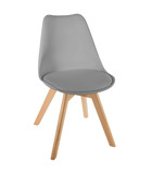 Chaise de table assise grise et pieds en bois de hêtre