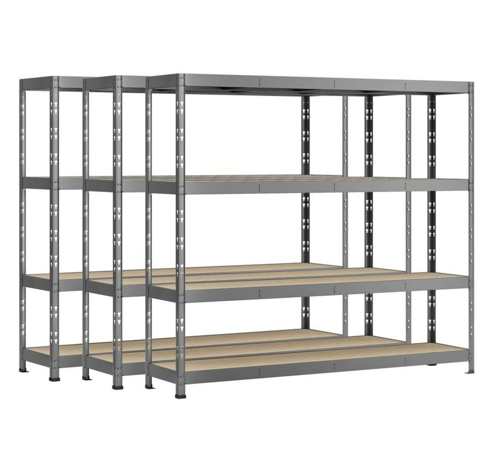 Lot de 3 étagères rack - 4 plateaux - 220 x 40 cm - charge lourde