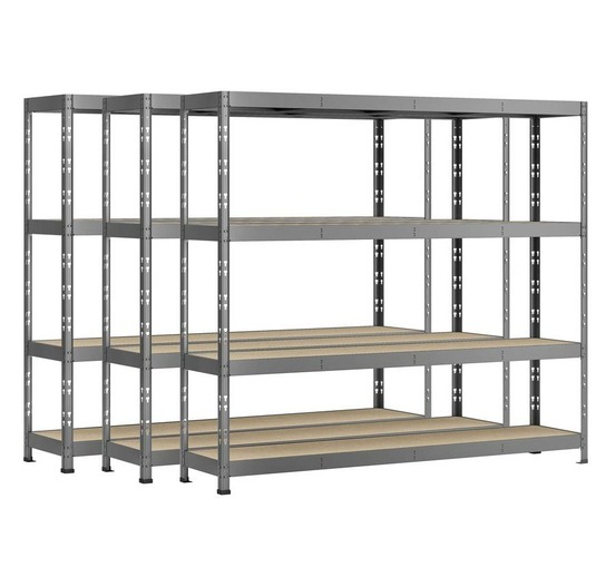 Lot de 3 étagères rack - 4 plateaux - 220 x 40 cm - charge lourde