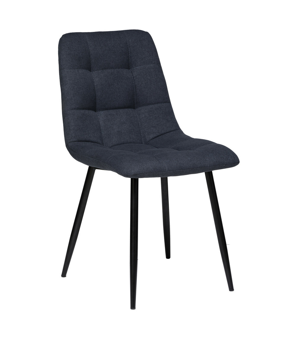 Chaise de table assise en tissu gris anthracite et pieds en métal noir
