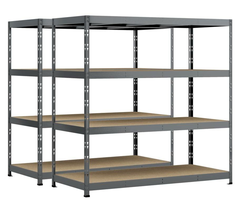 Lot de 2 étagères rack - 4 plateaux - 220 x 80 cm - charge lourde