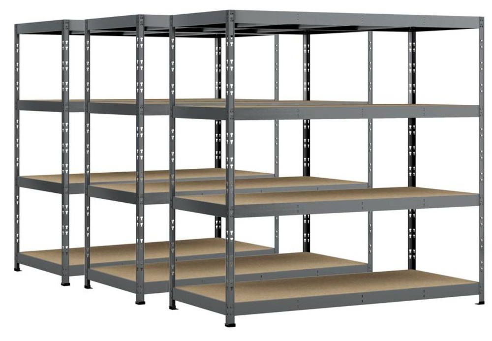 Lot de 3 étagères rack - 4 plateaux - 220 x 80 cm - charge lourde