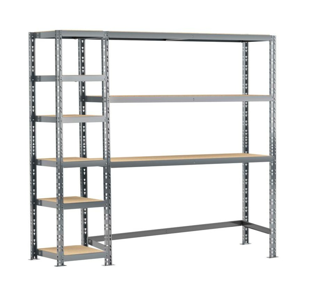 Concept rangement de garage - longueur 200 cm - 9 plateaux