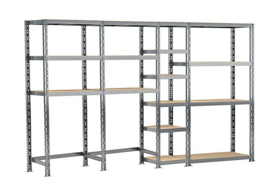 Concept rangement de garage - longueur 290 cm - 16 plateaux