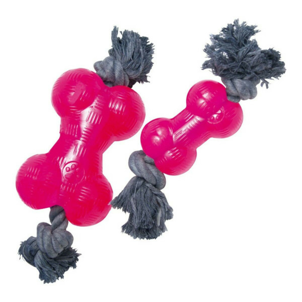 Jouet pour chien tpr avec corde rose taille m (14 cm)